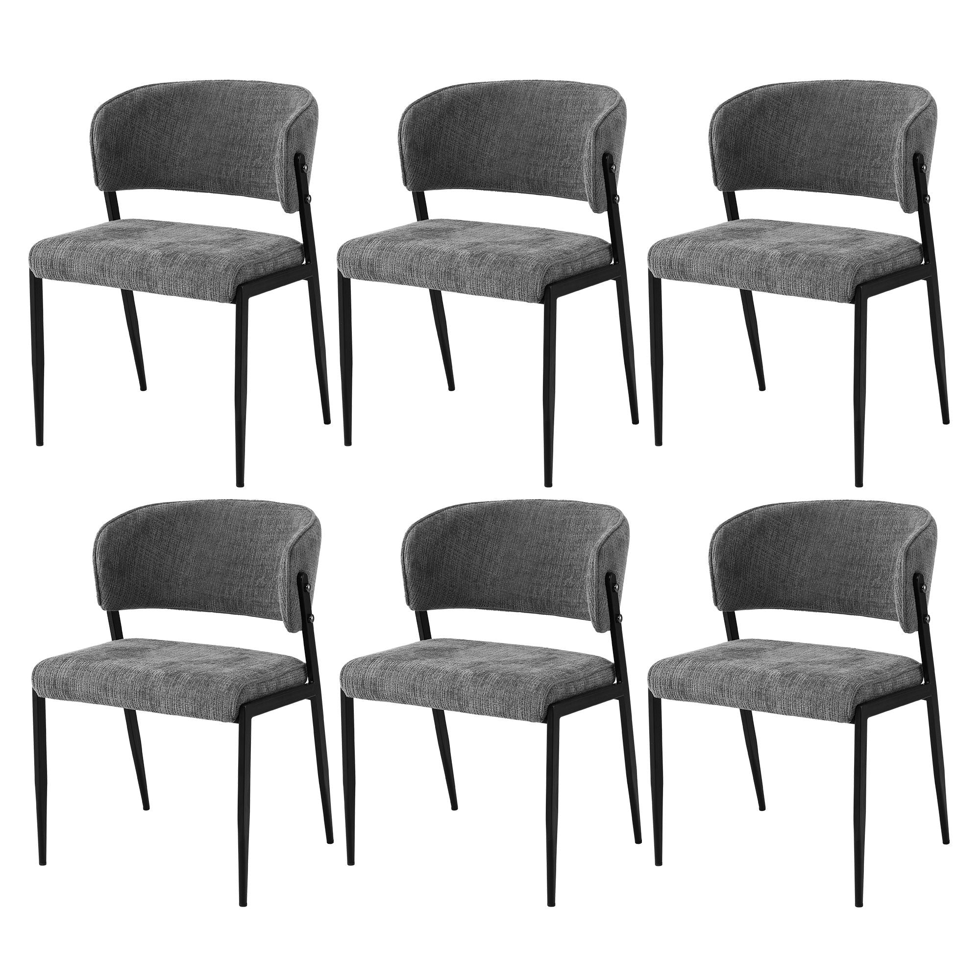 Lydia (Set of 6) Linen-Look Dining Chairs - Grey