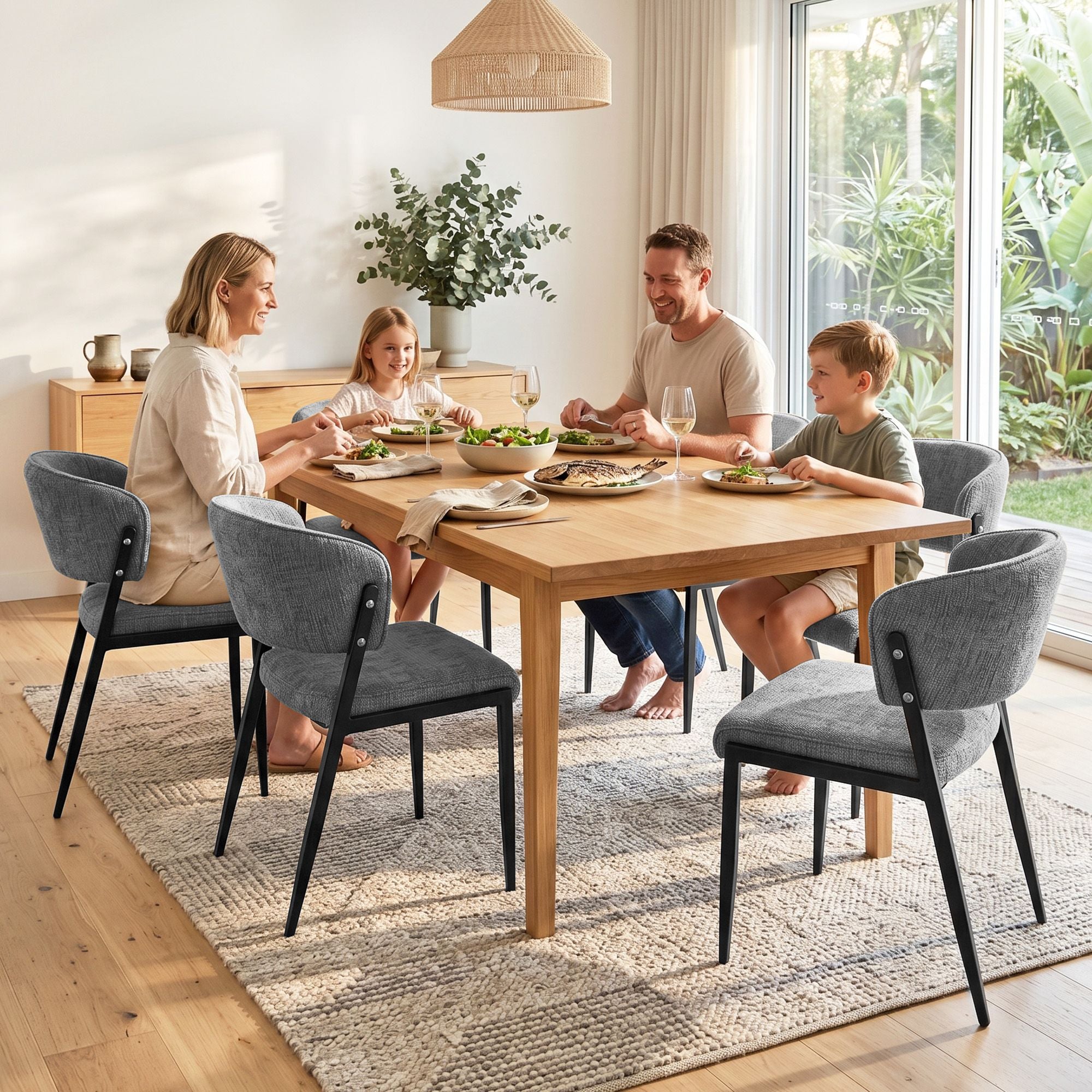 Lydia (Set of 6) Linen-Look Dining Chairs - Grey