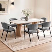 Lydia (Set of 6) Linen-Look Dining Chairs - Grey