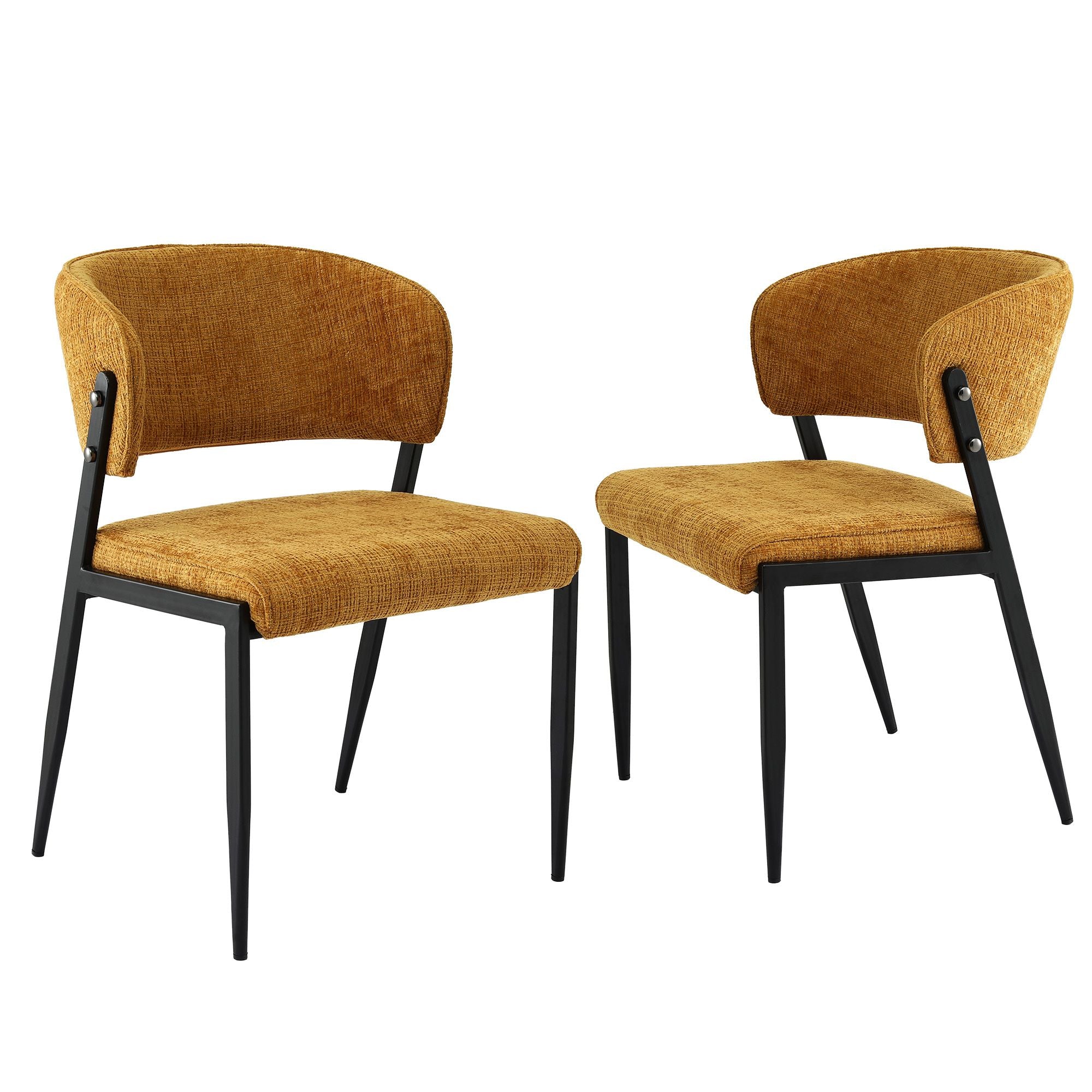 Lydia (Set of 2) Linen-Look Dining Chairs - Mustard
