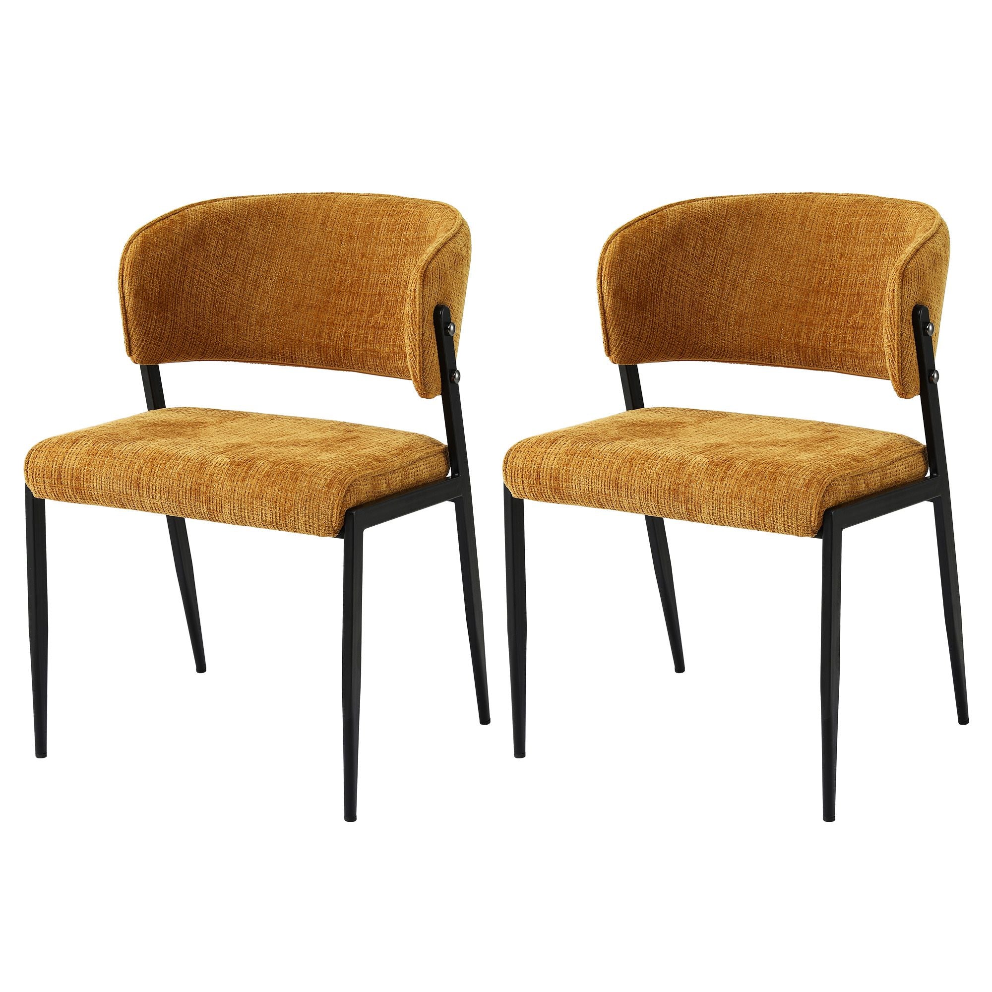 Lydia (Set of 2) Linen-Look Dining Chairs - Mustard