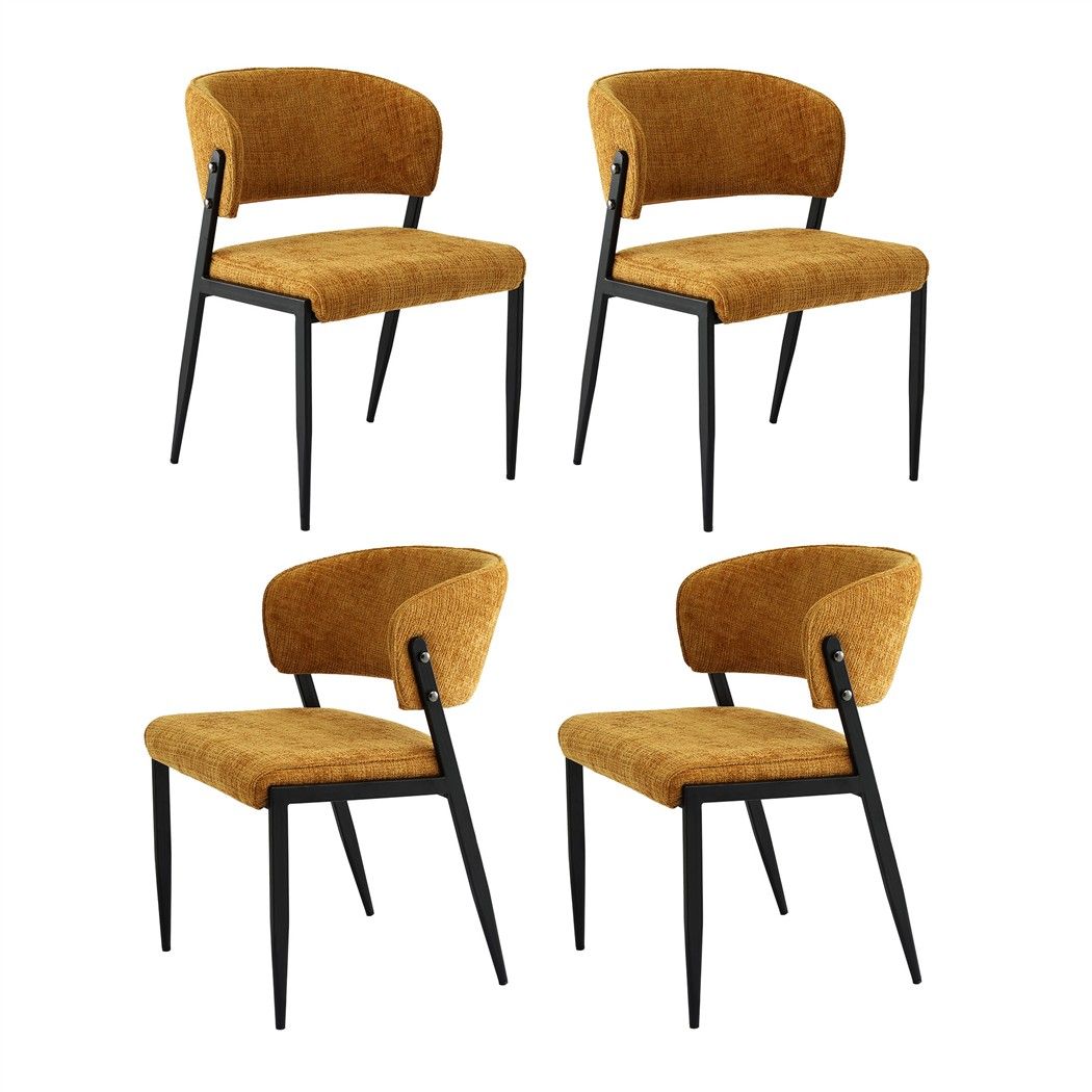 Lydia (Set of 4) Linen-Look Dining Chairs - Mustard