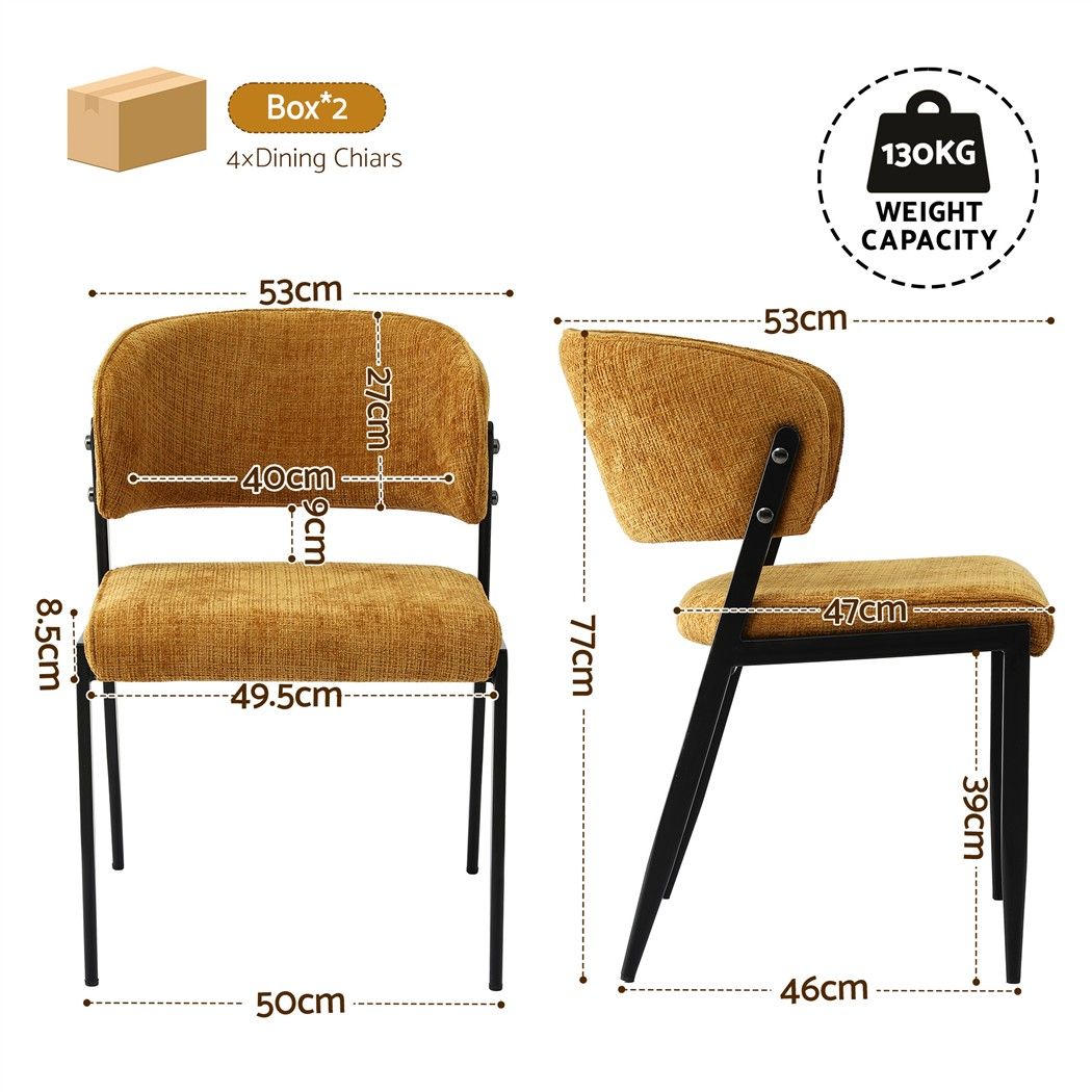 Lydia (Set of 4) Linen-Look Dining Chairs - Mustard