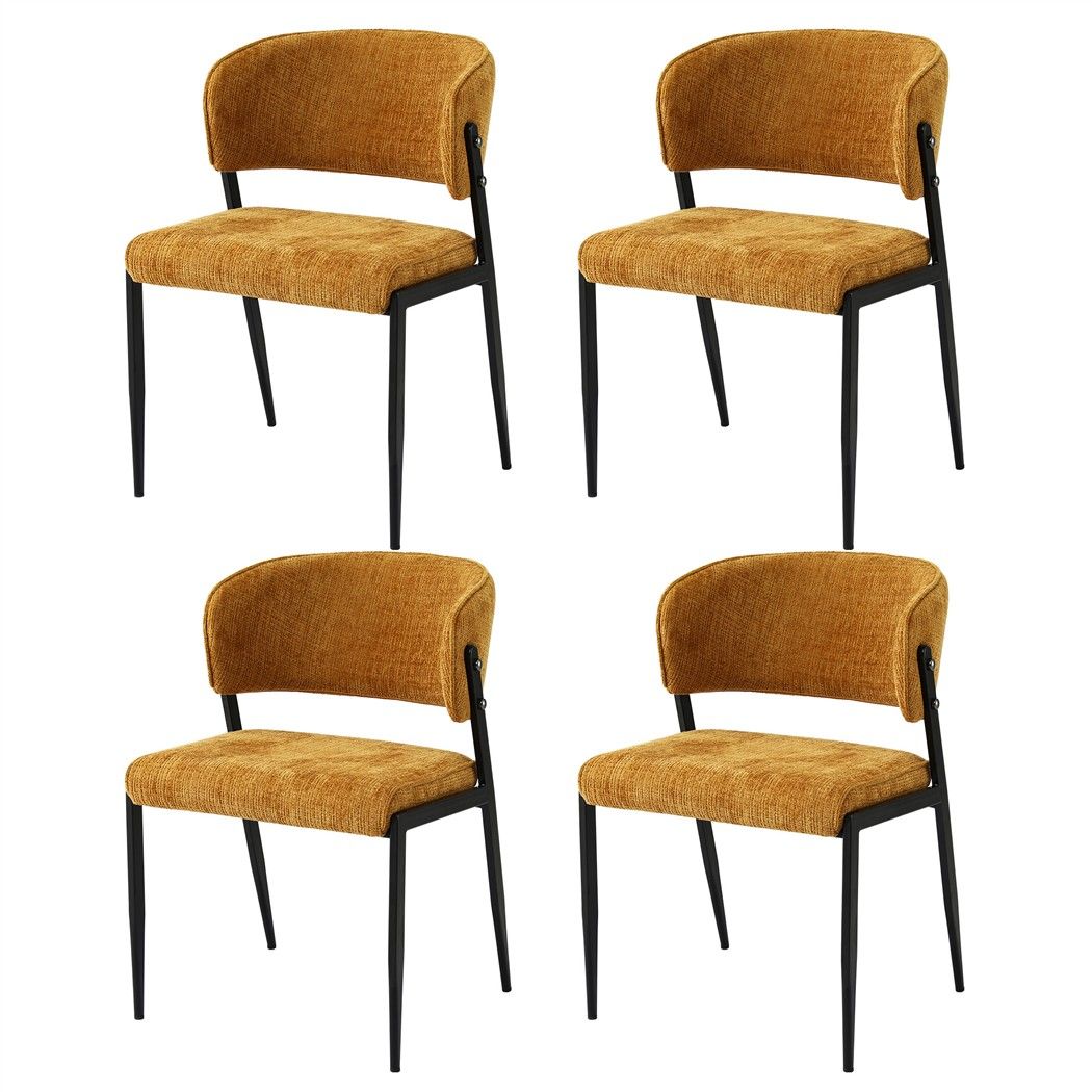Lydia (Set of 4) Linen-Look Dining Chairs - Mustard