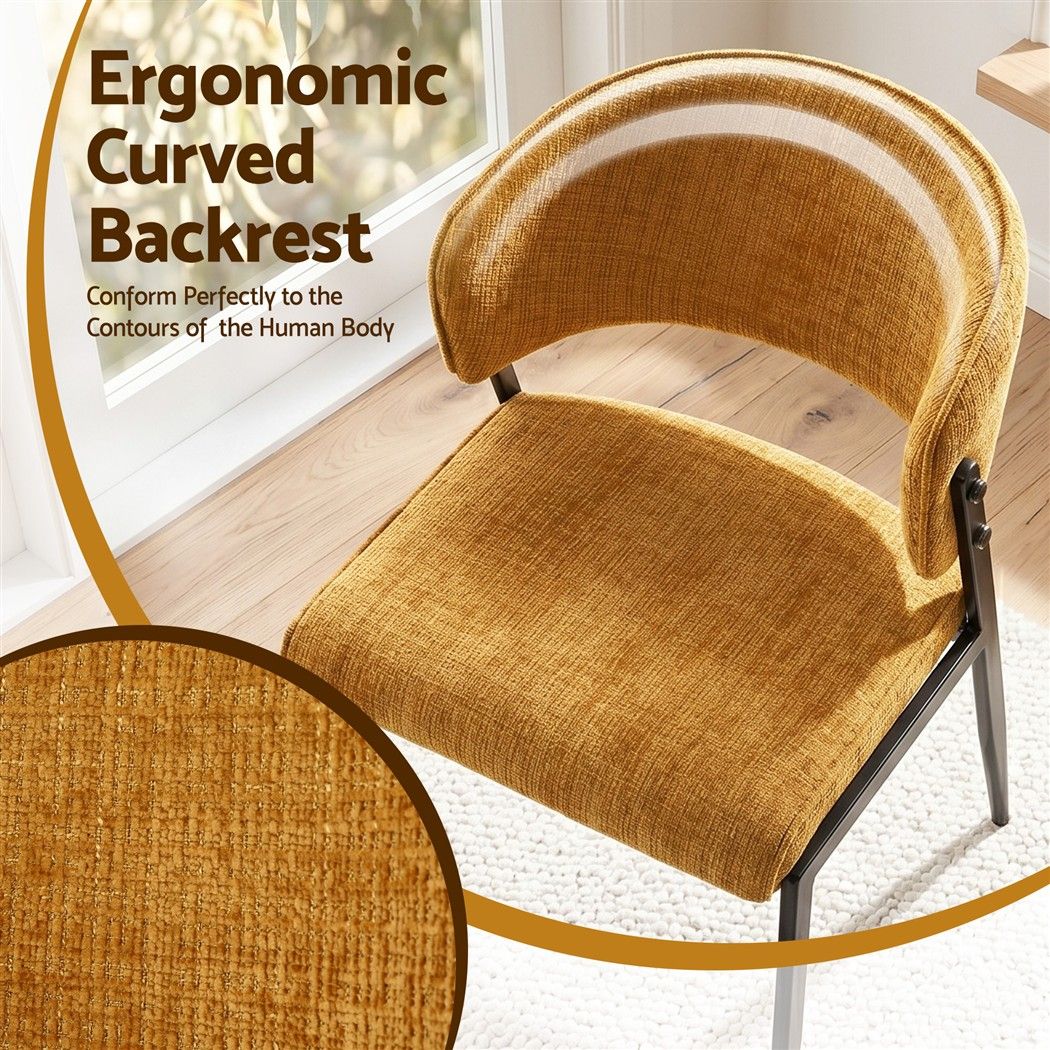 Lydia (Set of 4) Linen-Look Dining Chairs - Mustard