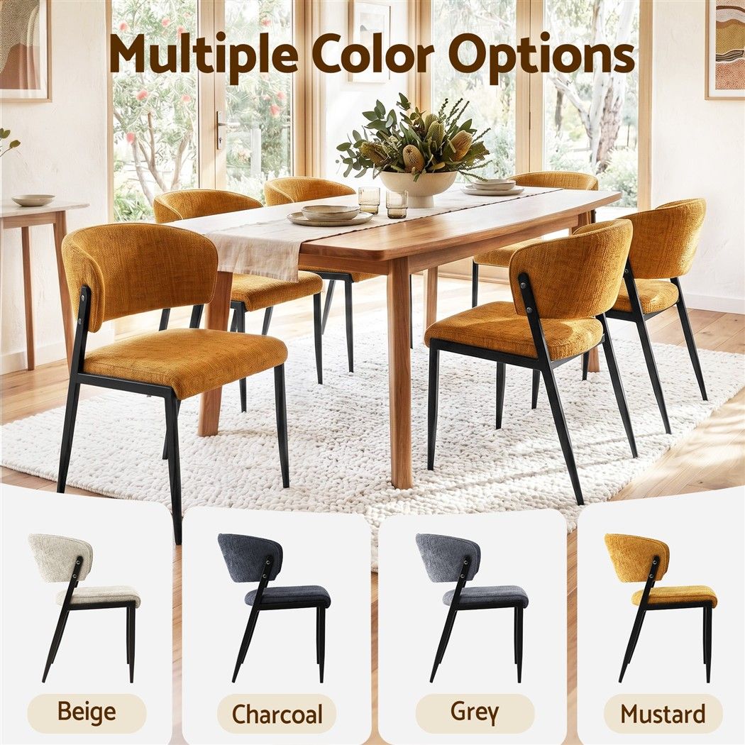 Lydia (Set of 4) Linen-Look Dining Chairs - Mustard