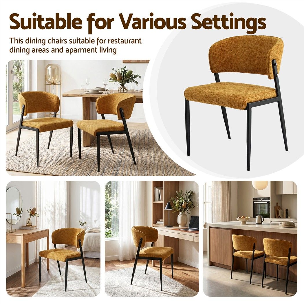 Lydia (Set of 4) Linen-Look Dining Chairs - Mustard