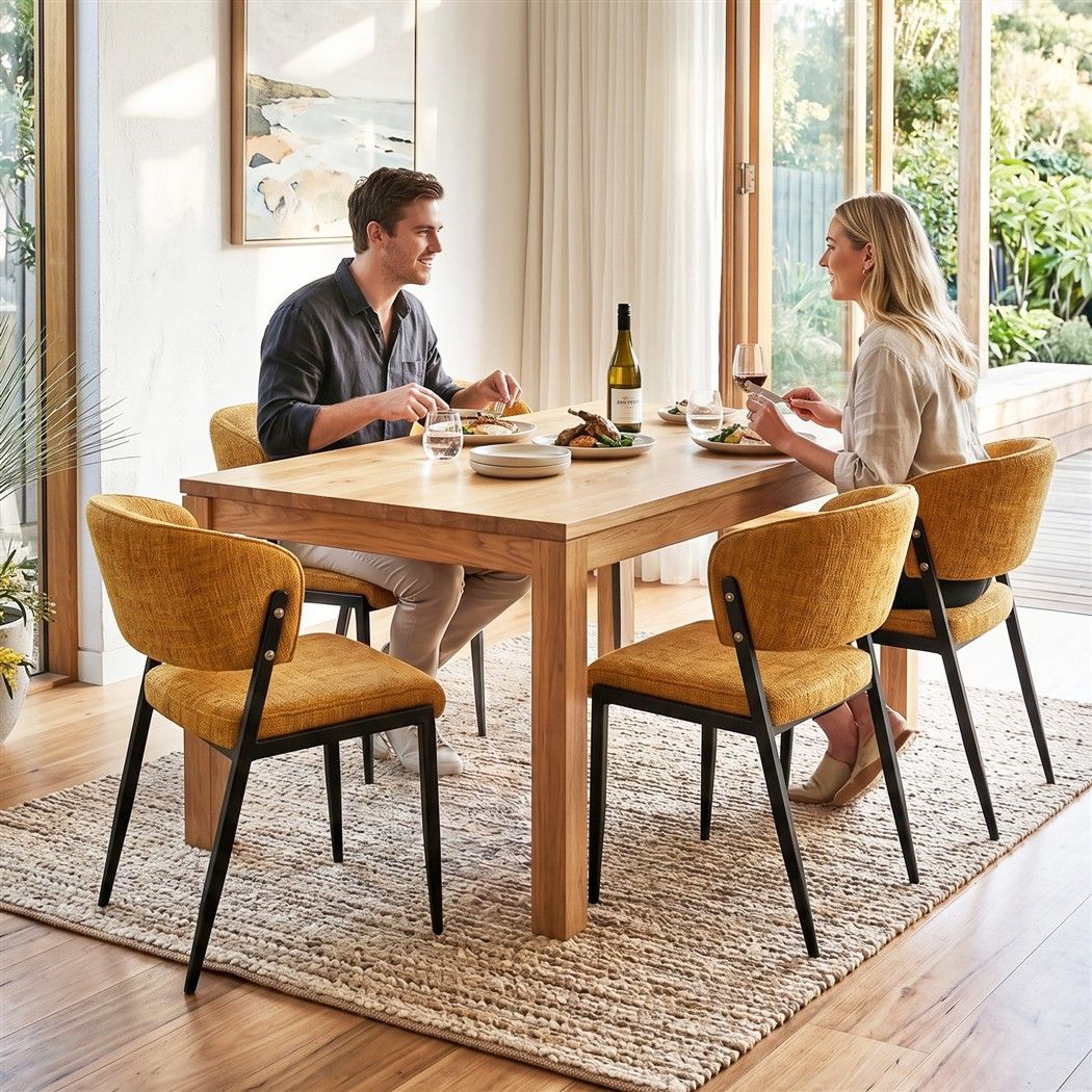 Lydia (Set of 4) Linen-Look Dining Chairs - Mustard