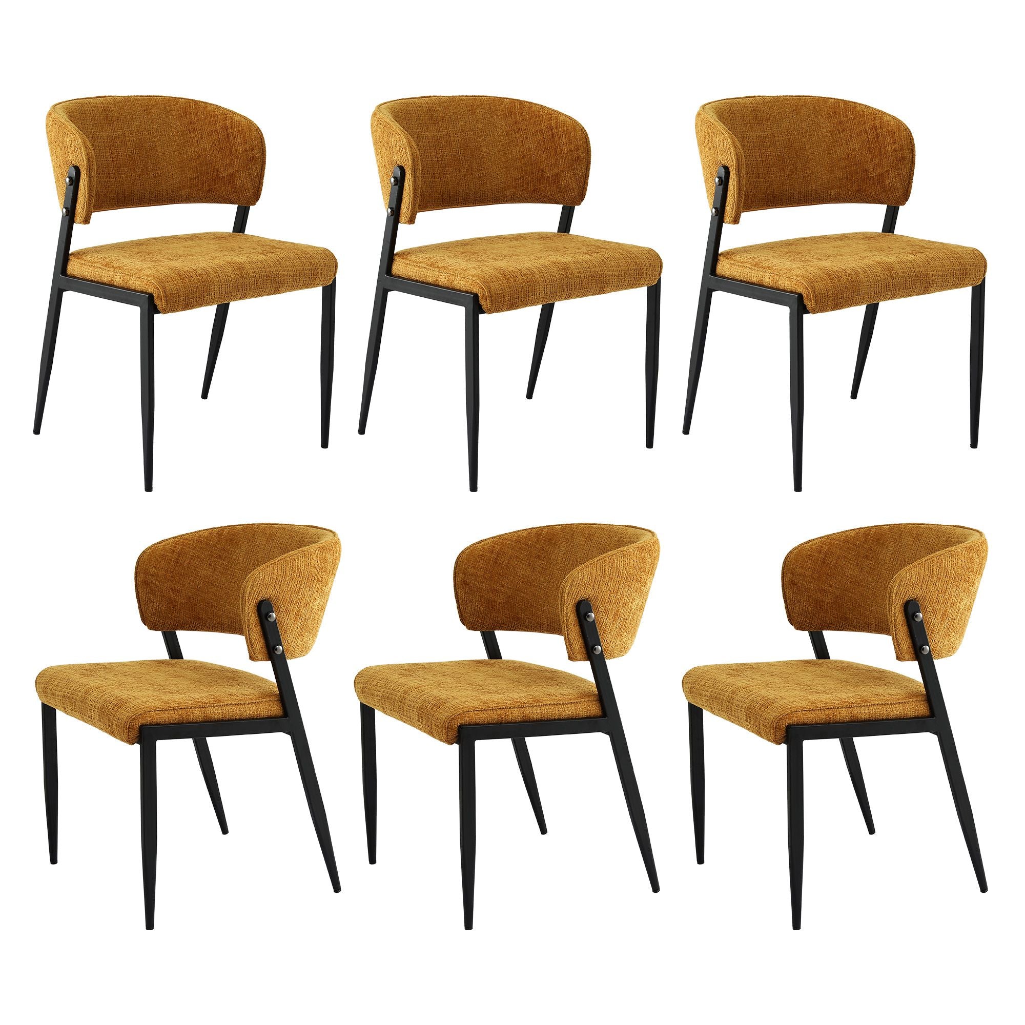 Lydia (Set of 6) Linen-Look Dining Chairs - Mustard