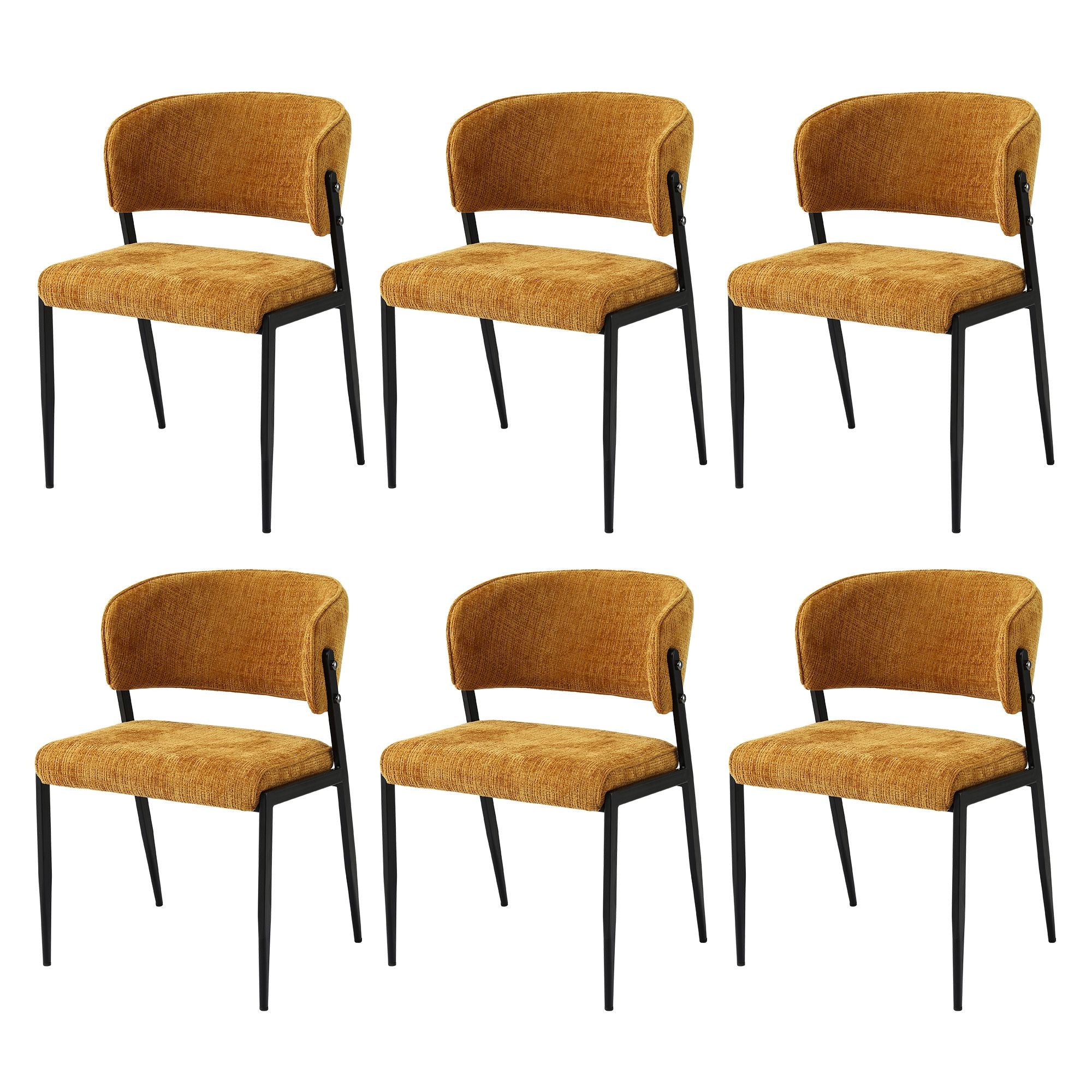 Lydia (Set of 6) Linen-Look Dining Chairs - Mustard