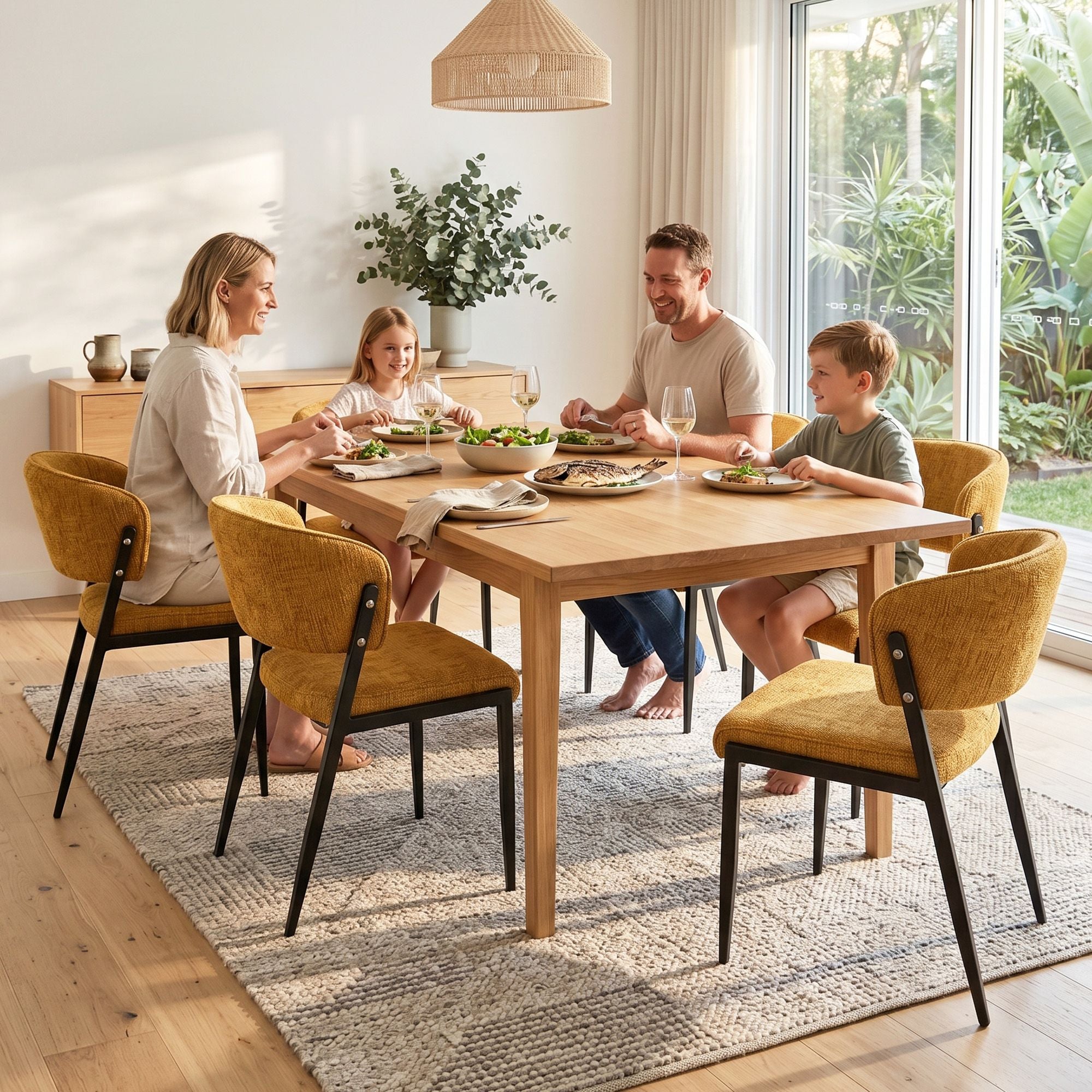 Lydia (Set of 6) Linen-Look Dining Chairs - Mustard