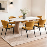 Lydia (Set of 6) Linen-Look Dining Chairs - Mustard