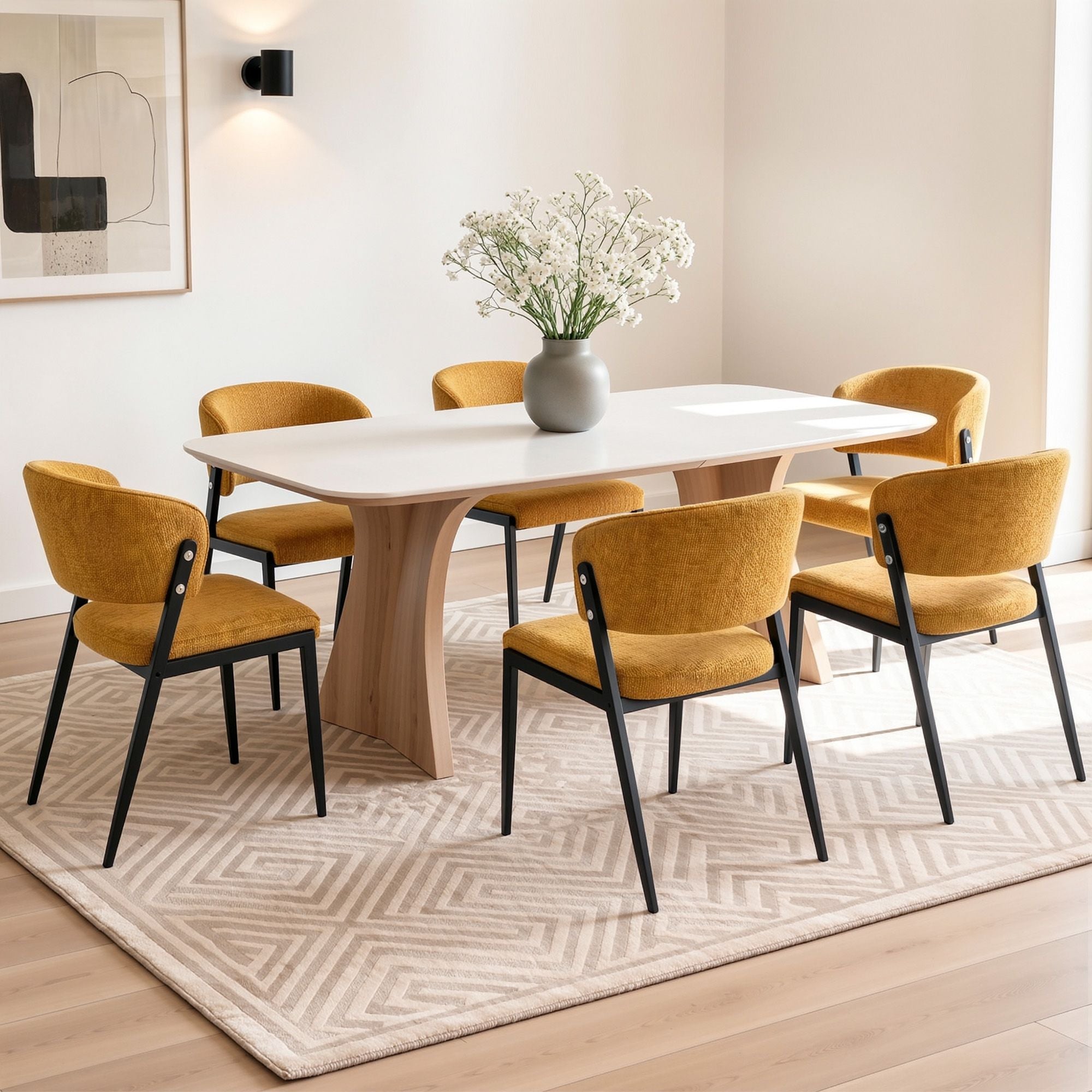 Lydia (Set of 6) Linen-Look Dining Chairs - Mustard