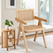 Artiss 1x Dining Chair Wooden Rattan Seat Rubber Wood Frame - Homecoze