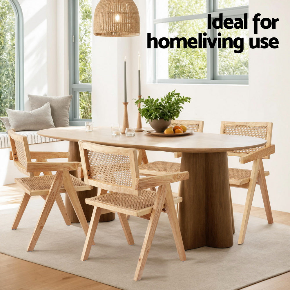 Artiss 4x Dining Chairs Wooden Rattan Seat Rubber Wood Frame - Homecoze