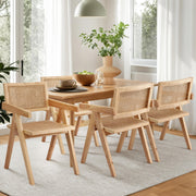 Artiss 4x Dining Chairs Wooden Rattan Seat Rubber Wood Frame - Homecoze