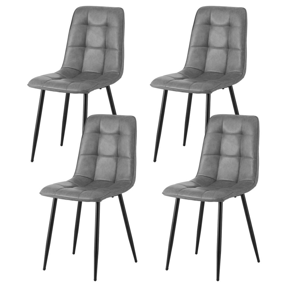 Dexter (Set of 4) PU Leather Retro Dining Chairs - Grey