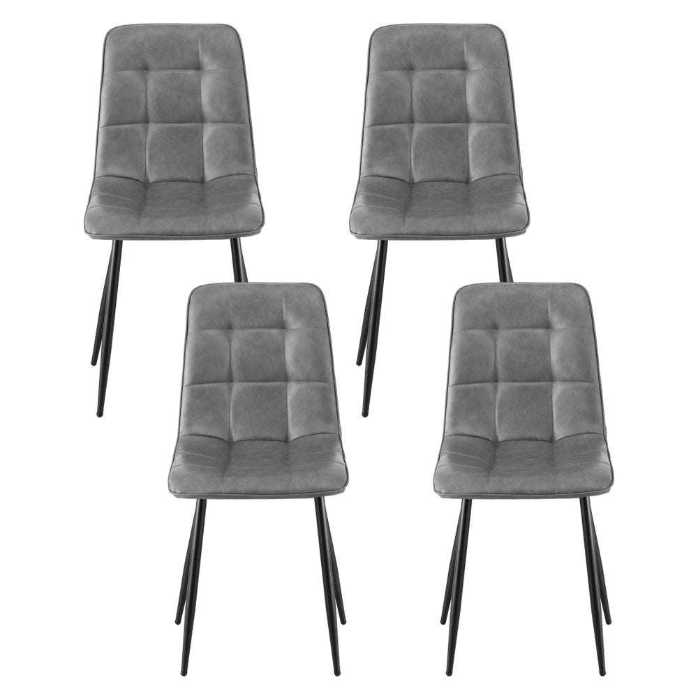 Dexter (Set of 4) PU Leather Retro Dining Chairs - Grey