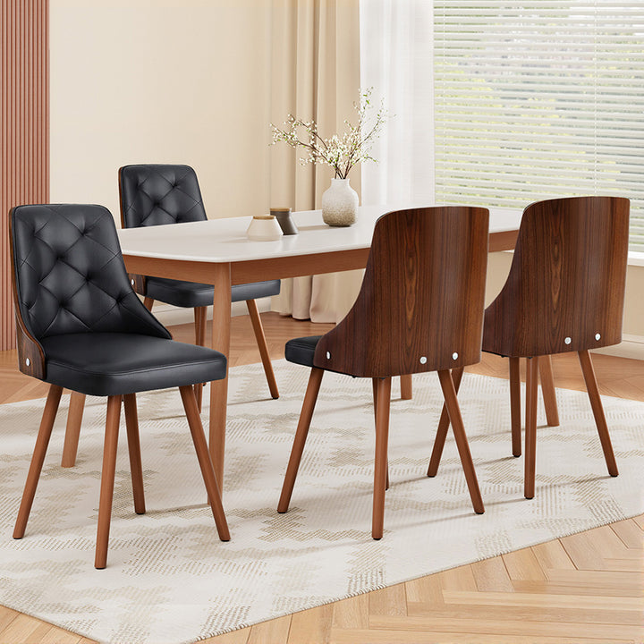 1 Set of 4 Artiss Dining Chairs Black PU - Homecoze