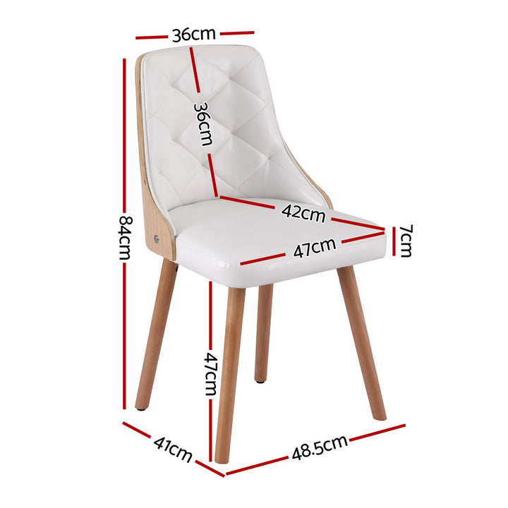 Set of 2 Modern PU Leather Dining Chairs - White - Homecoze