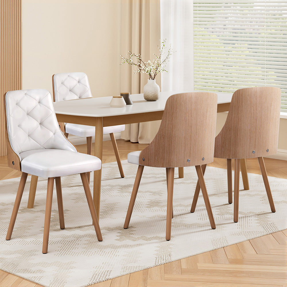 1 Set of 4 Artiss Dining Chairs White PU - Homecoze