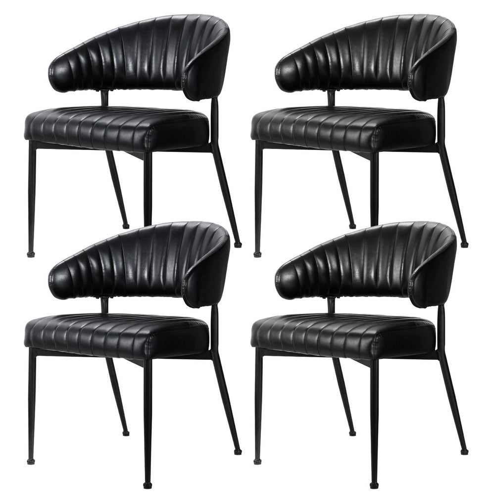 Artiss Dining Chairs Set of 4 Leather Hollow Armchair Black - Homecoze