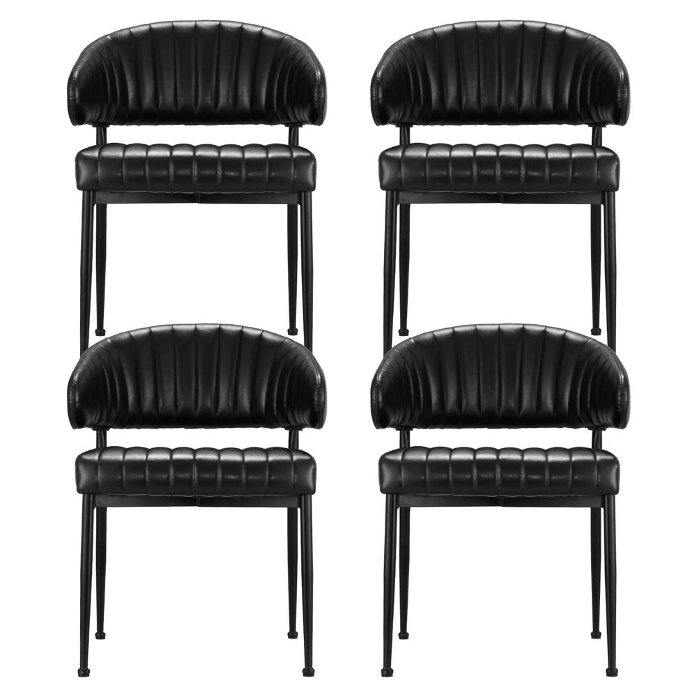 Artiss Dining Chairs Set of 4 Leather Hollow Armchair Black - Homecoze