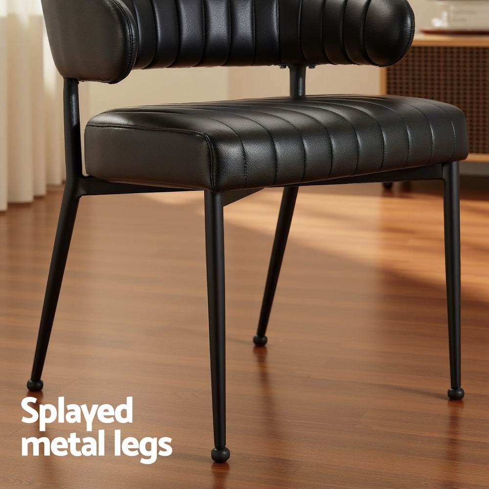Artiss Dining Chairs Set of 4 Leather Hollow Armchair Black - Homecoze