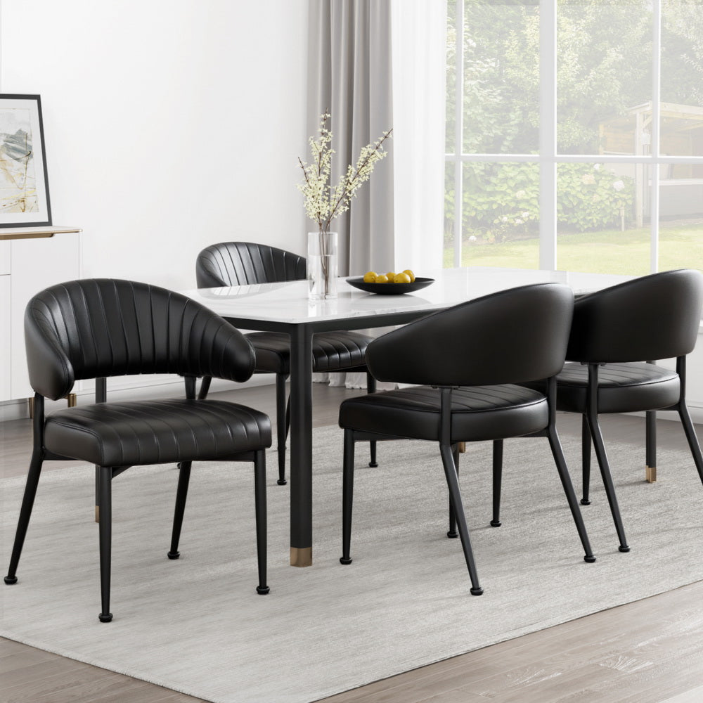 Artiss Dining Chairs Set of 4 Leather Hollow Armchair Black - Homecoze