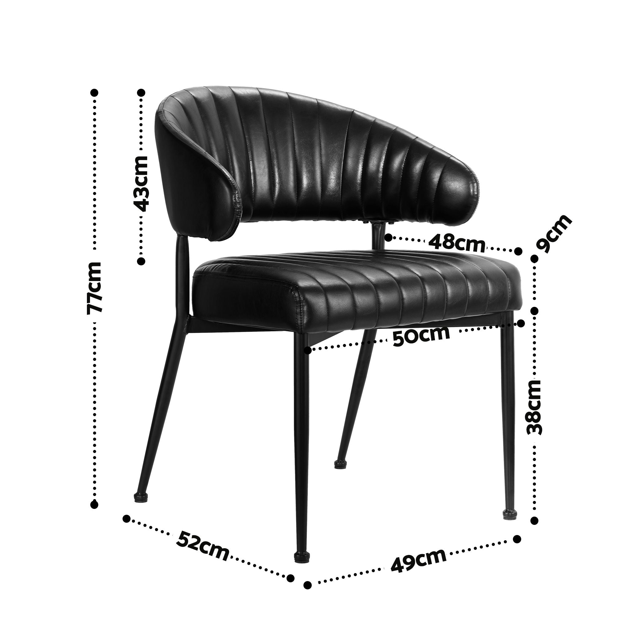 Delilah (Set of 6) PU Leather Dining Armchairs - Black