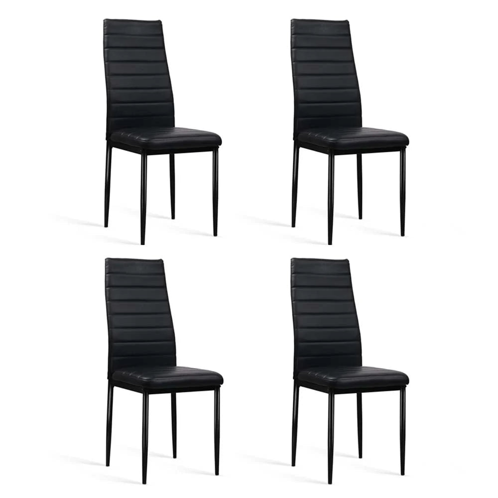 Macy (Set of 4) Leather-Look Dining Chairs - Black