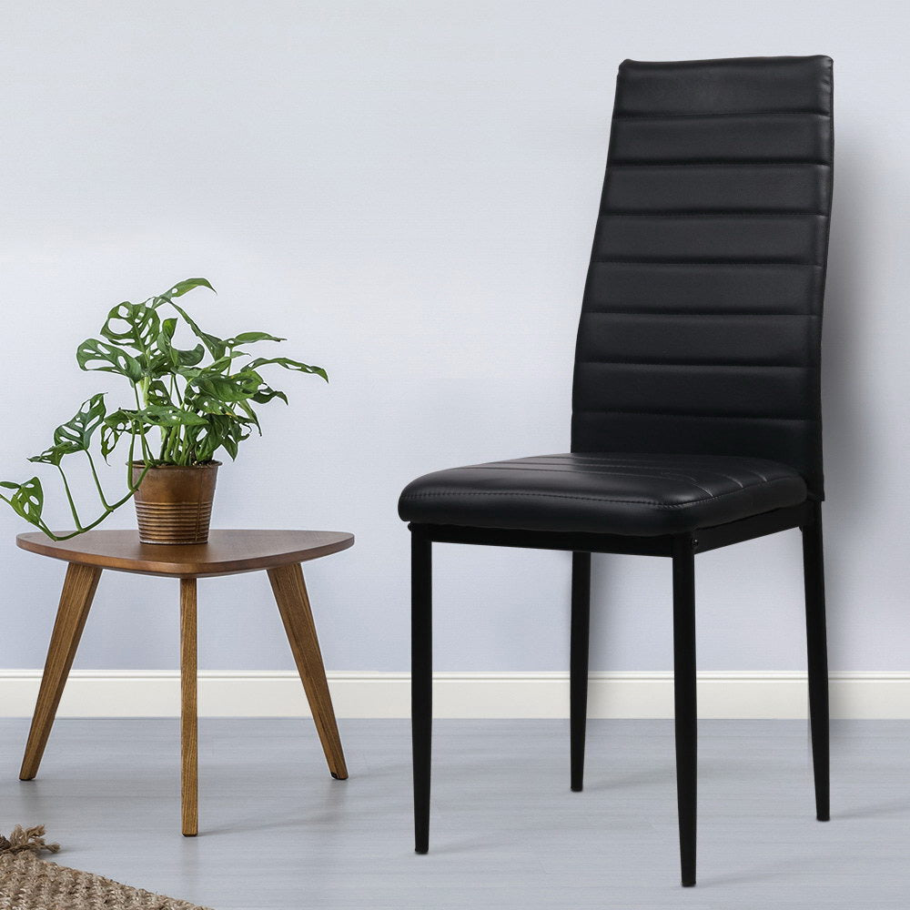 Set of 4 Dining Chairs PVC Leather - Black - Homecoze