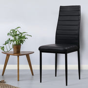 Set of 4 Dining Chairs PVC Leather - Black - Homecoze