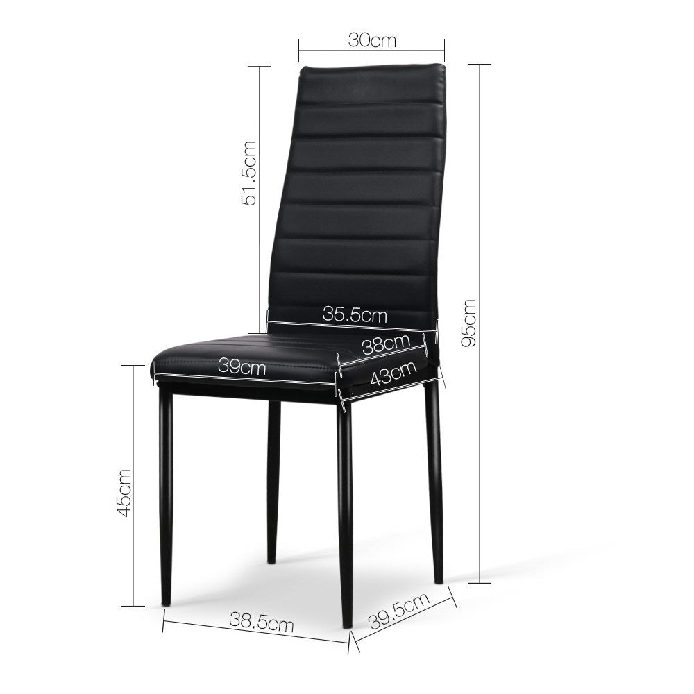 Set of 4 Dining Chairs PVC Leather - Black - Homecoze