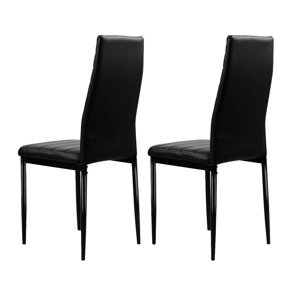 Set of 4 Dining Chairs PVC Leather - Black - Homecoze