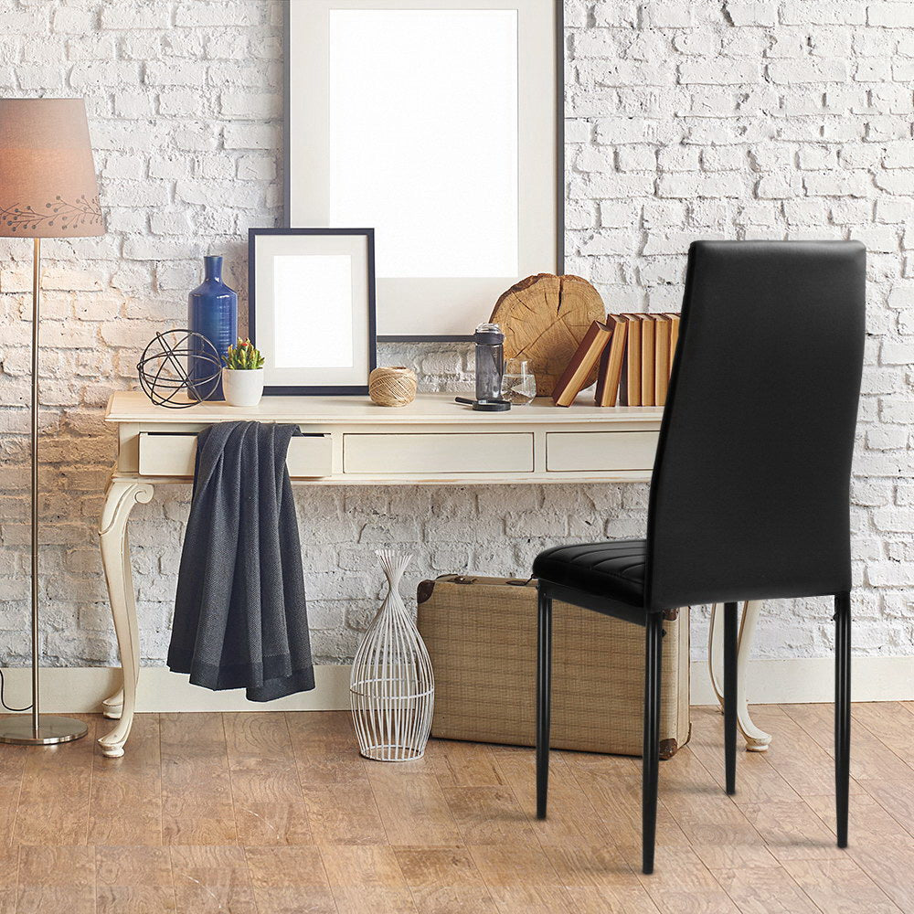 Set of 4 Dining Chairs PVC Leather - Black - Homecoze