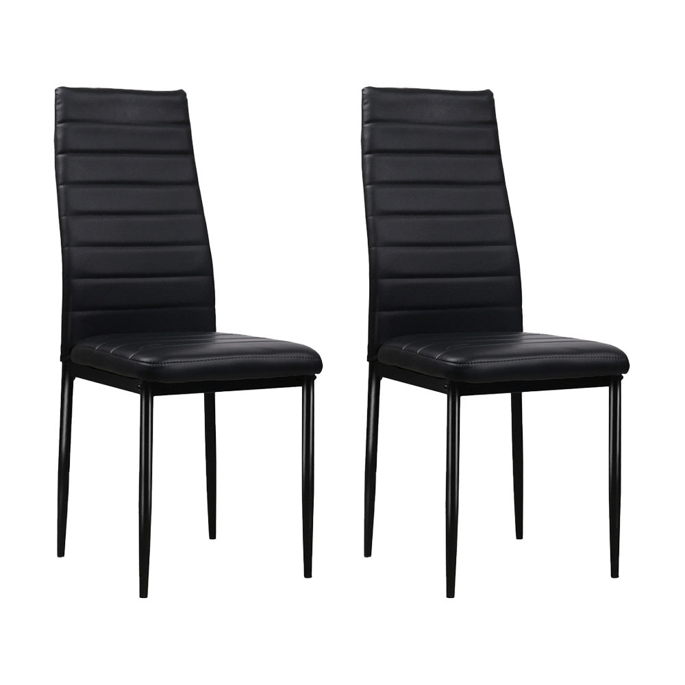 Set of 4 Dining Chairs PVC Leather - Black - Homecoze