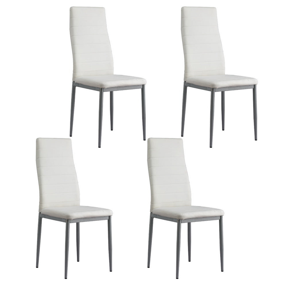 Artiss Dining Chairs Set of 4 Leather Channel Tufted White - Homecoze