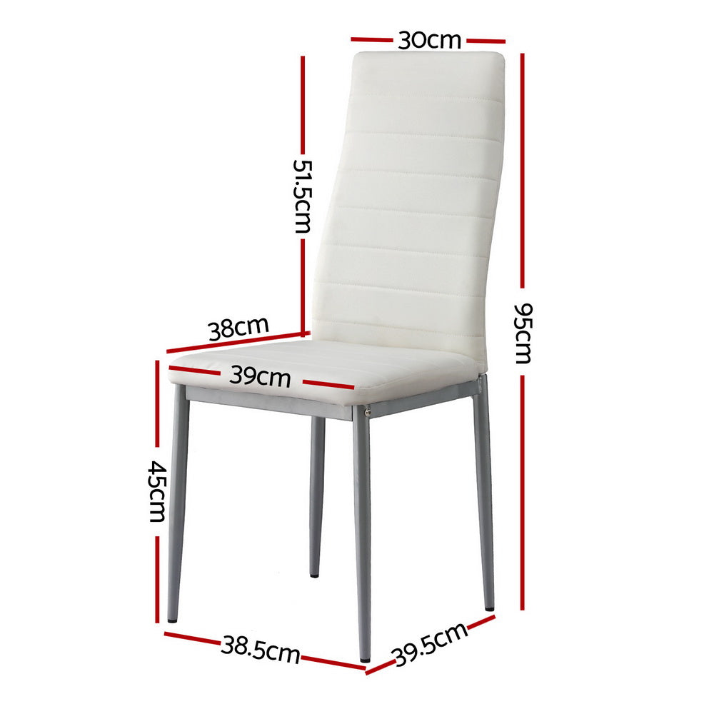 Artiss Dining Chairs Set of 4 Leather Channel Tufted White - Homecoze