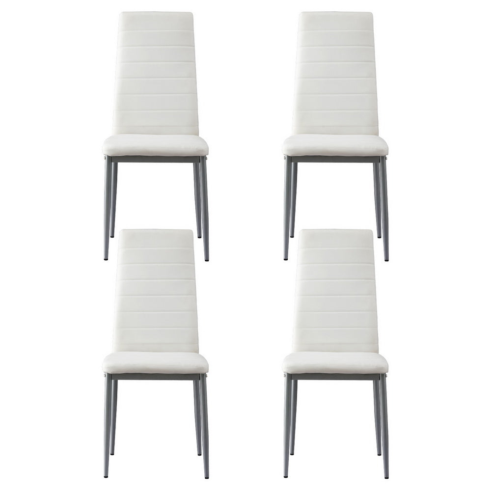 Artiss Dining Chairs Set of 4 Leather Channel Tufted White - Homecoze