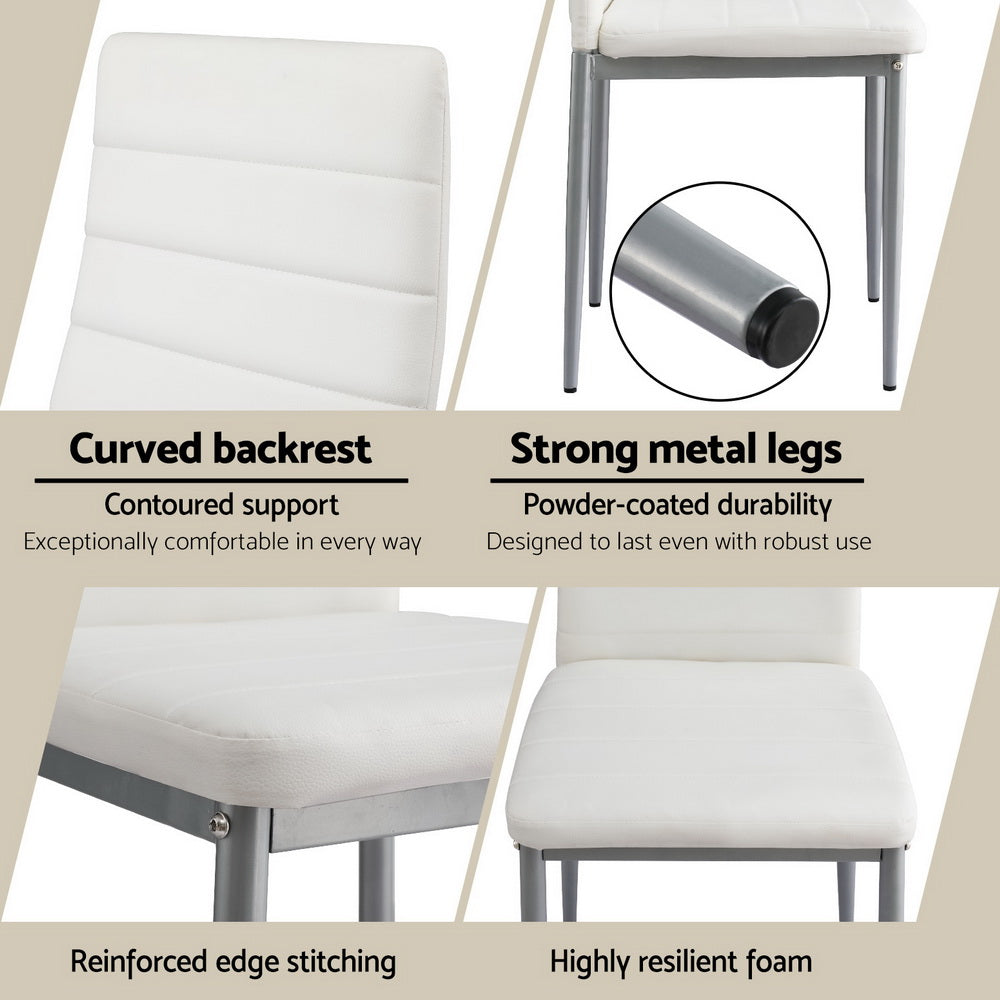 Artiss Dining Chairs Set of 4 Leather Channel Tufted White - Homecoze