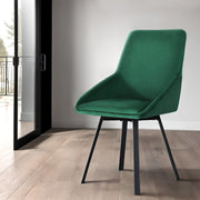 Set of 2 Modern Kitchen Dining Chairs Velvet Upholstered - Green - Homecoze