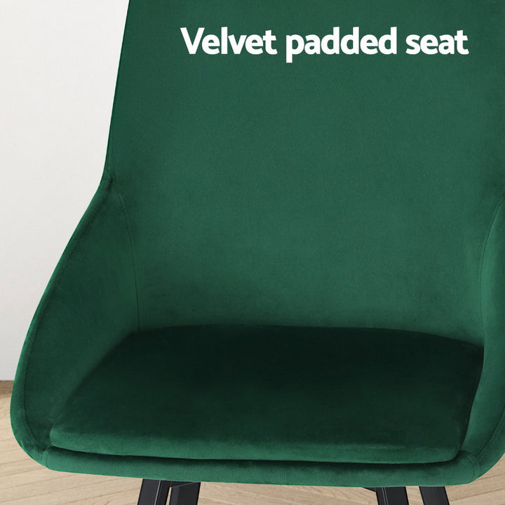 Set of 4 Velvet Swivel Base Dining Chairs - Green - Homecoze