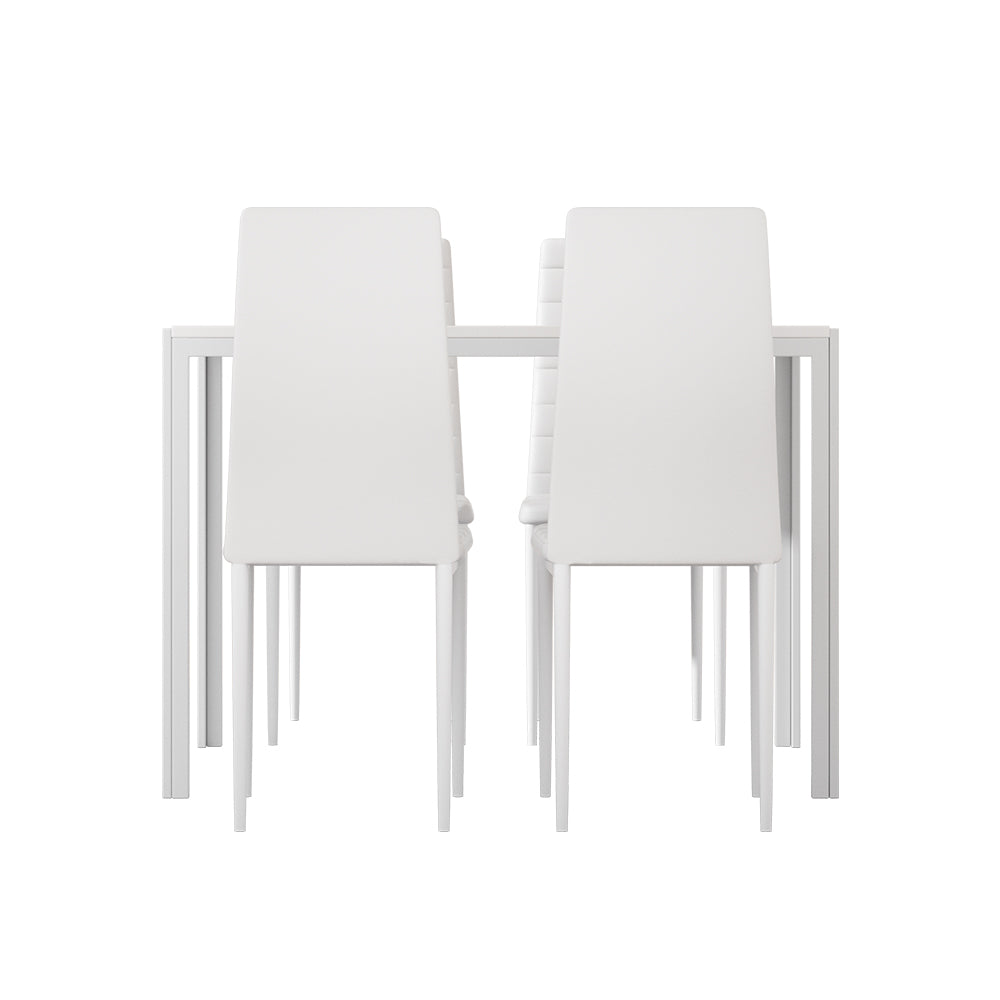 4 Seat Compact Modern Dining Table and Chair Set - White