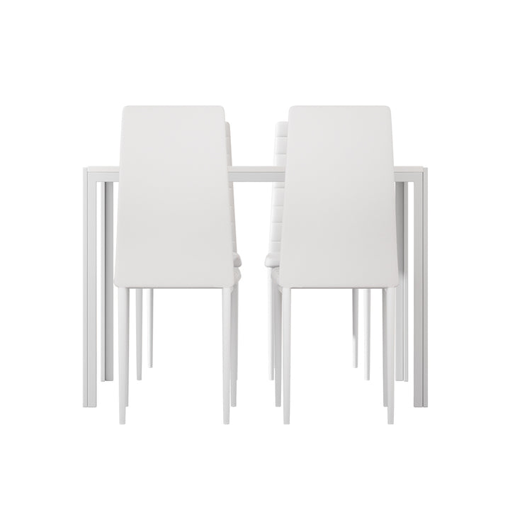 4 Seat Compact Modern Dining Table and Chair Set - White