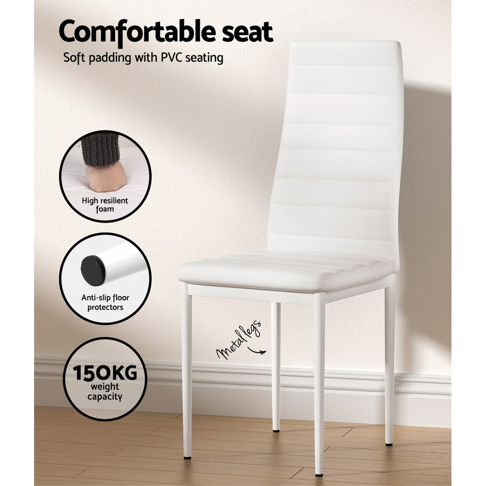 4 Seat Compact Modern Dining Table and Chair Set - White - Homecoze