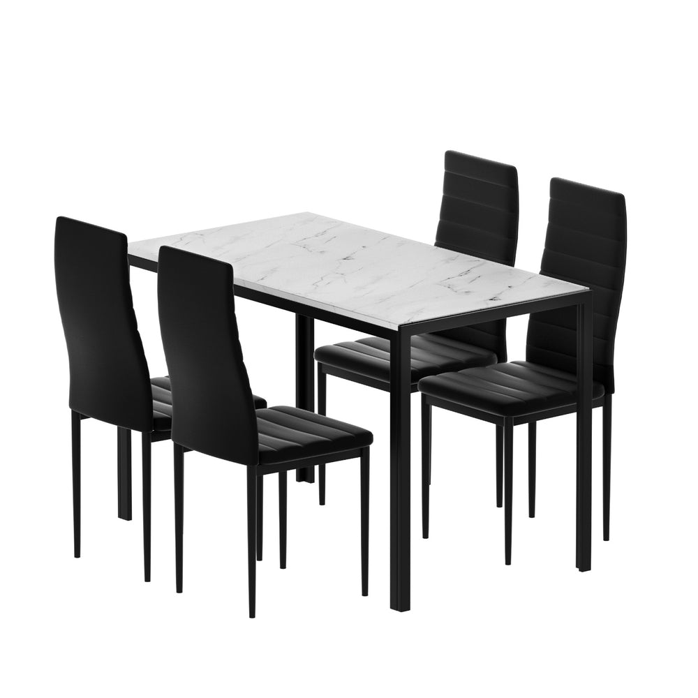 1 Artiss Dining Table and 4 Chairs Set Marble Effect - Homecoze