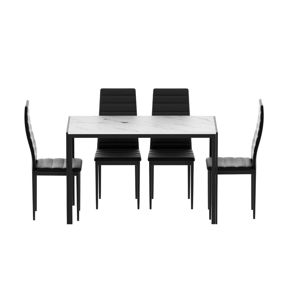 1 Artiss Dining Table and 4 Chairs Set Marble Effect - Homecoze