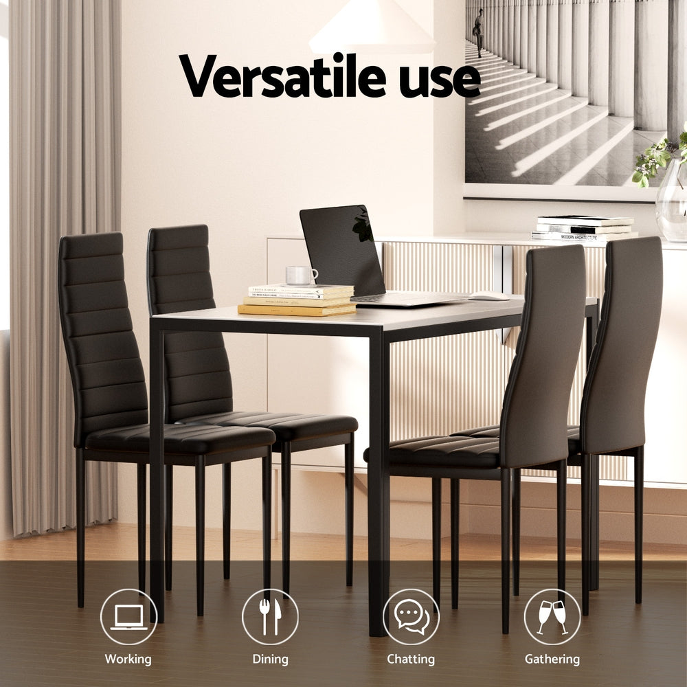 1 Artiss Dining Table and 4 Chairs Set Marble Effect - Homecoze