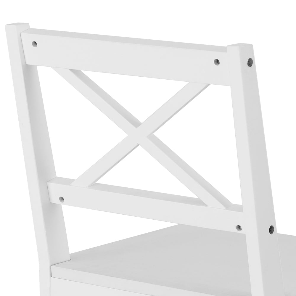 4 Seater Compact Classic Wooden Dining Table and Chair Set - White - Homecoze
